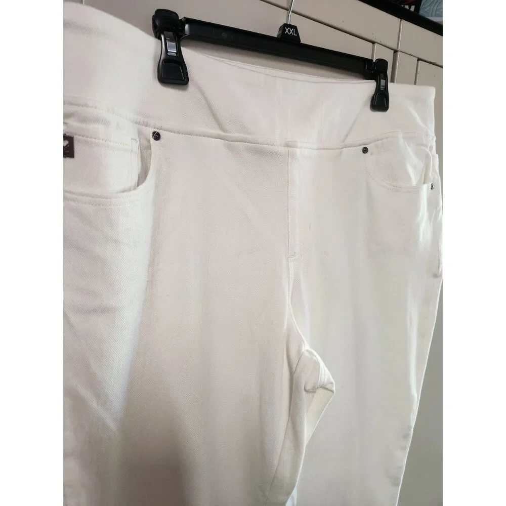 Belle by Kim Gravel Believe In Your Own Beauty White Jeans Zipper Ankle Size 20W